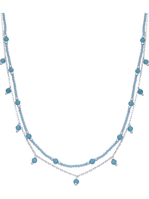 Collier Luxenter en cristal bleu avec finition rhodium - Aira - Kiabi