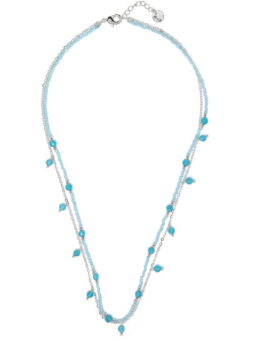 Collier Luxenter en cristal bleu avec finition rhodium - Aira - Kiabi