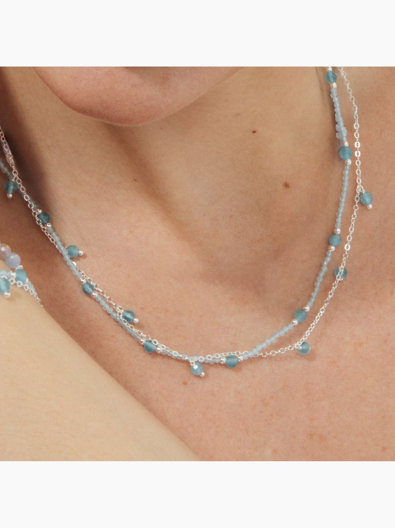 Collier Luxenter en cristal bleu avec finition rhodium - Aira Bleu - Kiabi