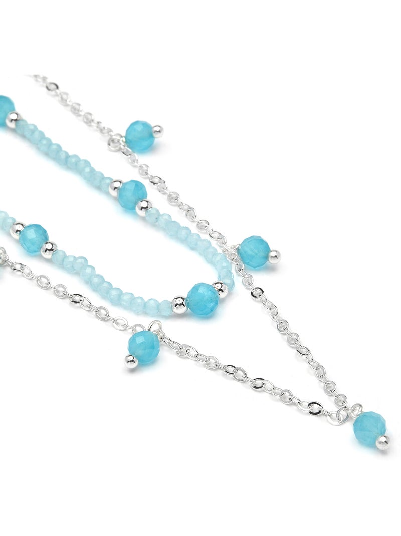 Collier Luxenter en cristal bleu avec finition rhodium - Aira Bleu - Kiabi