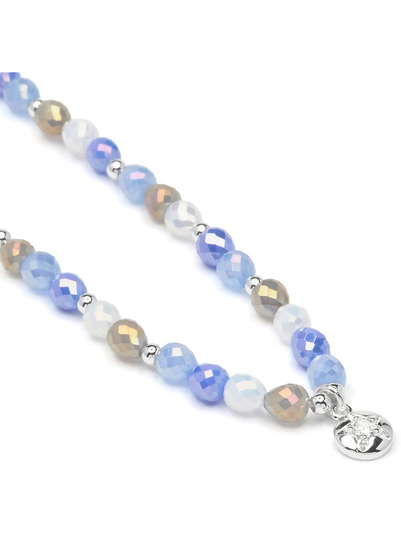 Collier Luxenter en cristal bleu avec finition rhodium - Likdu Bleu - Kiabi