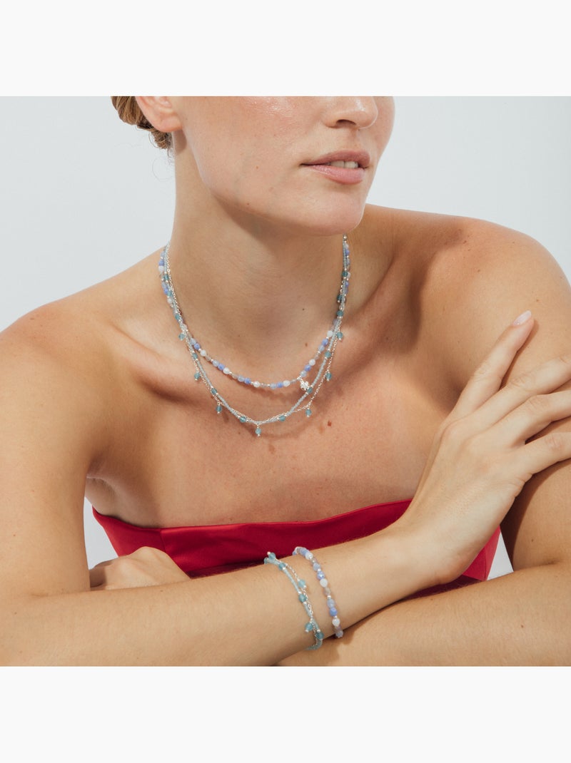 Collier Luxenter en cristal bleu, finition rhodium - Likdu Bleu - Kiabi