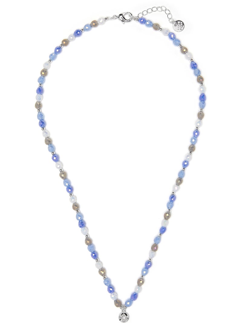 Collier Luxenter en cristal bleu, finition rhodium - Likdu Bleu - Kiabi