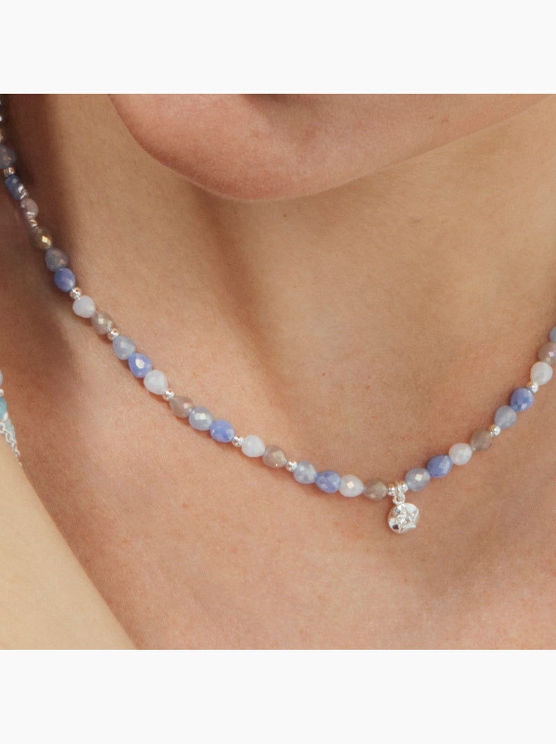 Collier Luxenter en cristal bleu, finition rhodium - Likdu Bleu - Kiabi