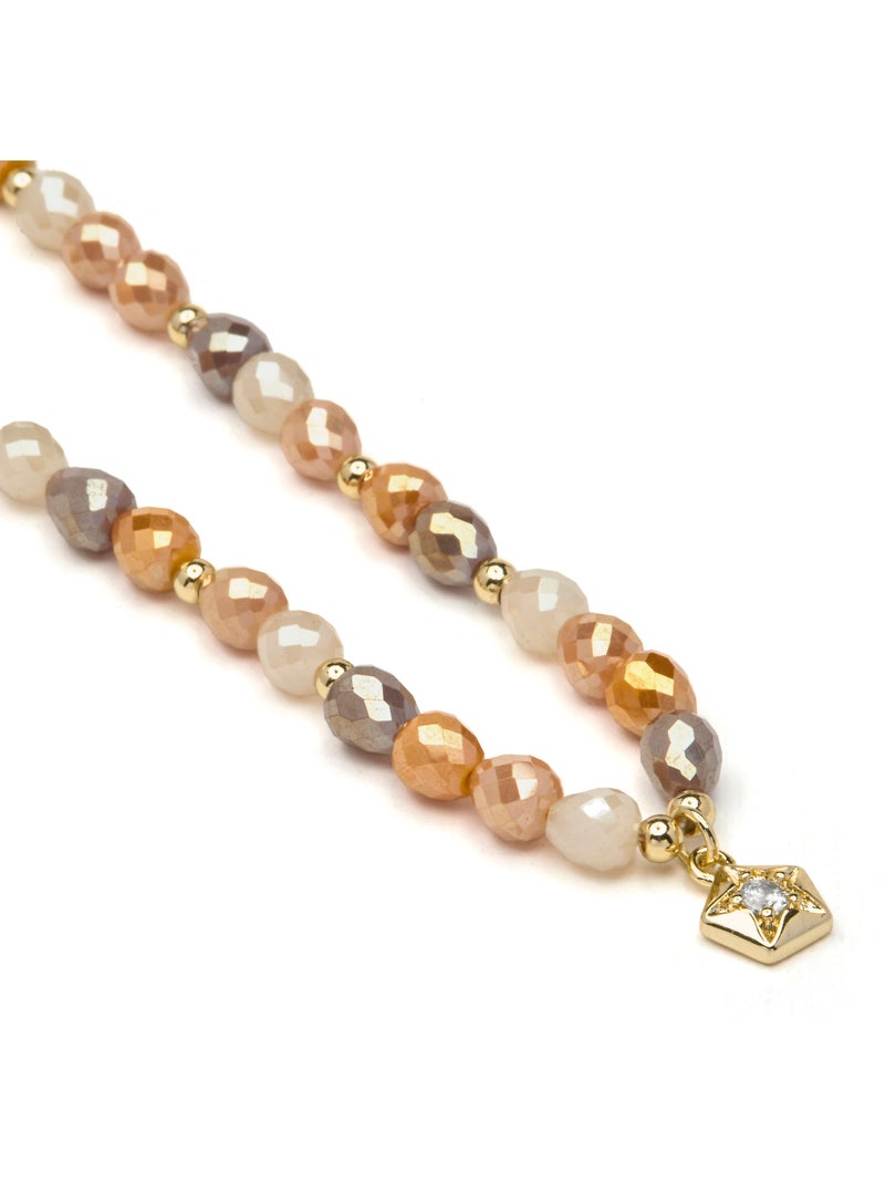 Collier Luxenter en cristal brun, finition or jaune 18k - Likdu Marron - Kiabi