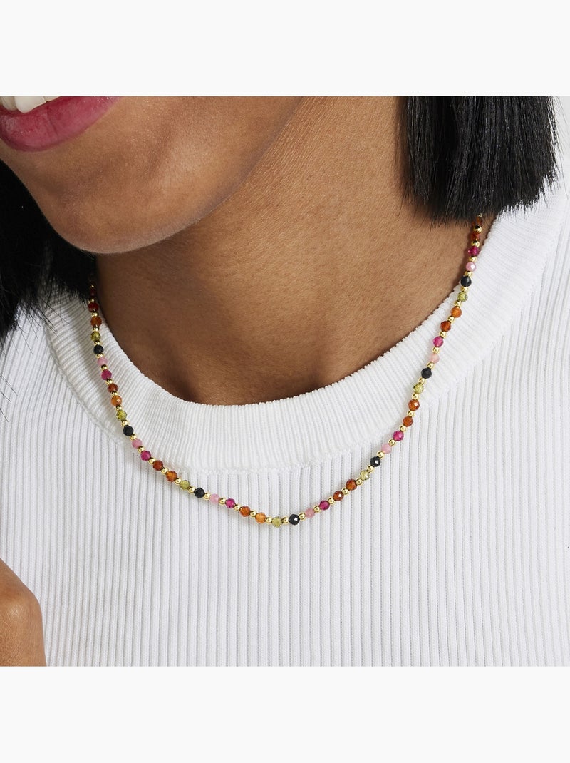 Collier Luxenter en cristal multicolore avec finition en or jaune 18 carats - Irfoa Multicolore - Kiabi