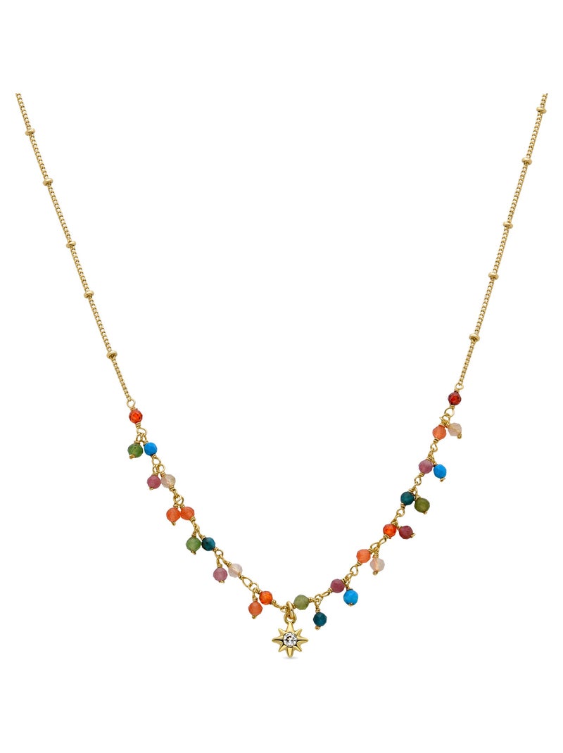 Collier Luxenter en cristal multicolore avec finition en or jaune 18 carats - Lision Multicolore - Kiabi