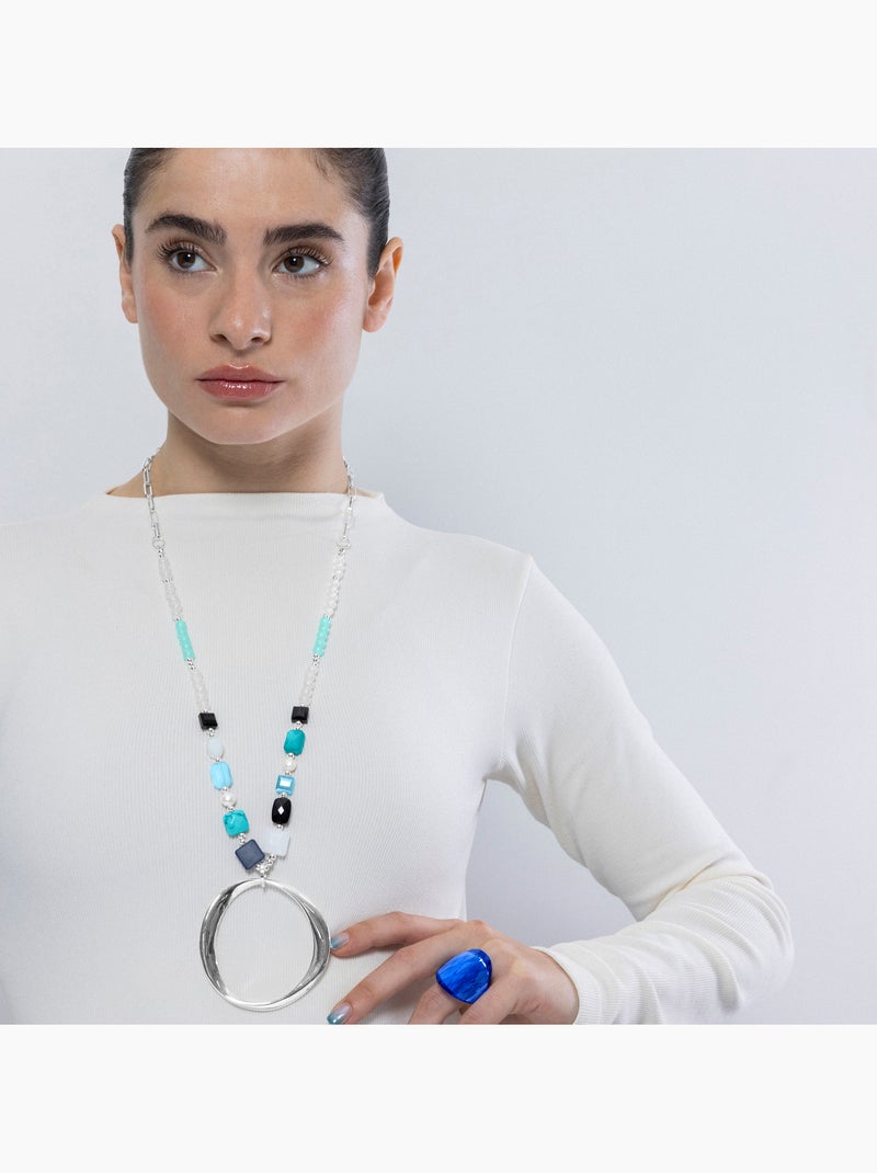 Collier Luxenter en cristal multicolore fini et plaqué or 18k - Miyou Multicolore - Kiabi