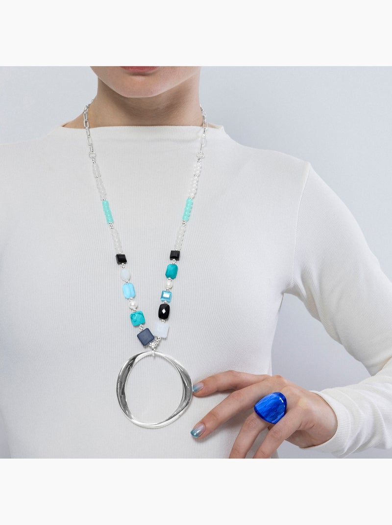 Collier Luxenter en cristal multicolore fini et plaqué or 18k - Miyou Multicolore - Kiabi