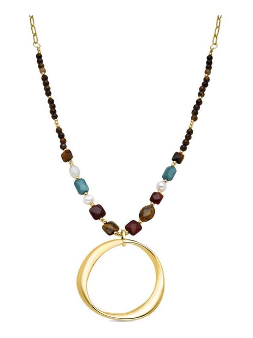 Collier Luxenter en cristal multicolore fini plaqué or jaune 18 carats - Miyou - Kiabi