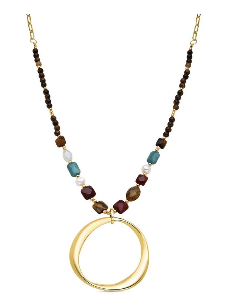 Collier Luxenter en cristal multicolore fini plaqué or jaune 18 carats - Miyou Multicolore - Kiabi