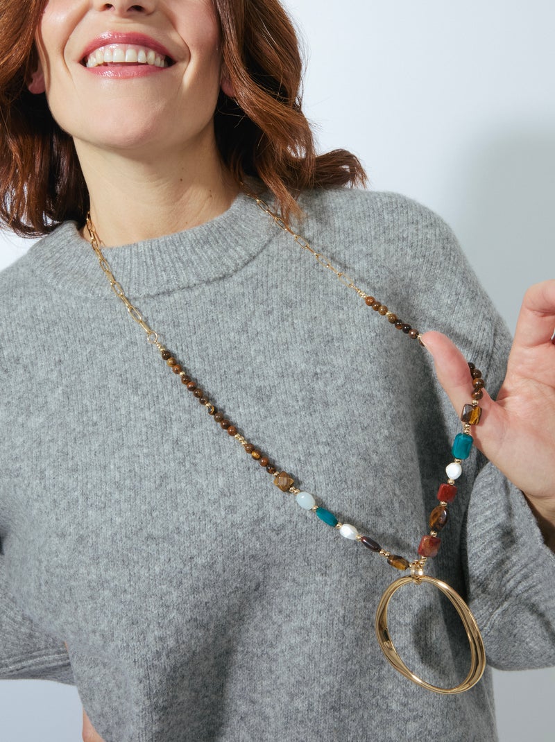 Collier Luxenter en cristal multicolore fini plaqué or jaune 18 carats - Miyou Multicolore - Kiabi