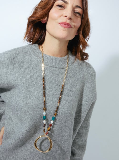 Collier Luxenter en cristal multicolore fini plaqué or jaune 18 carats - Miyou - Kiabi