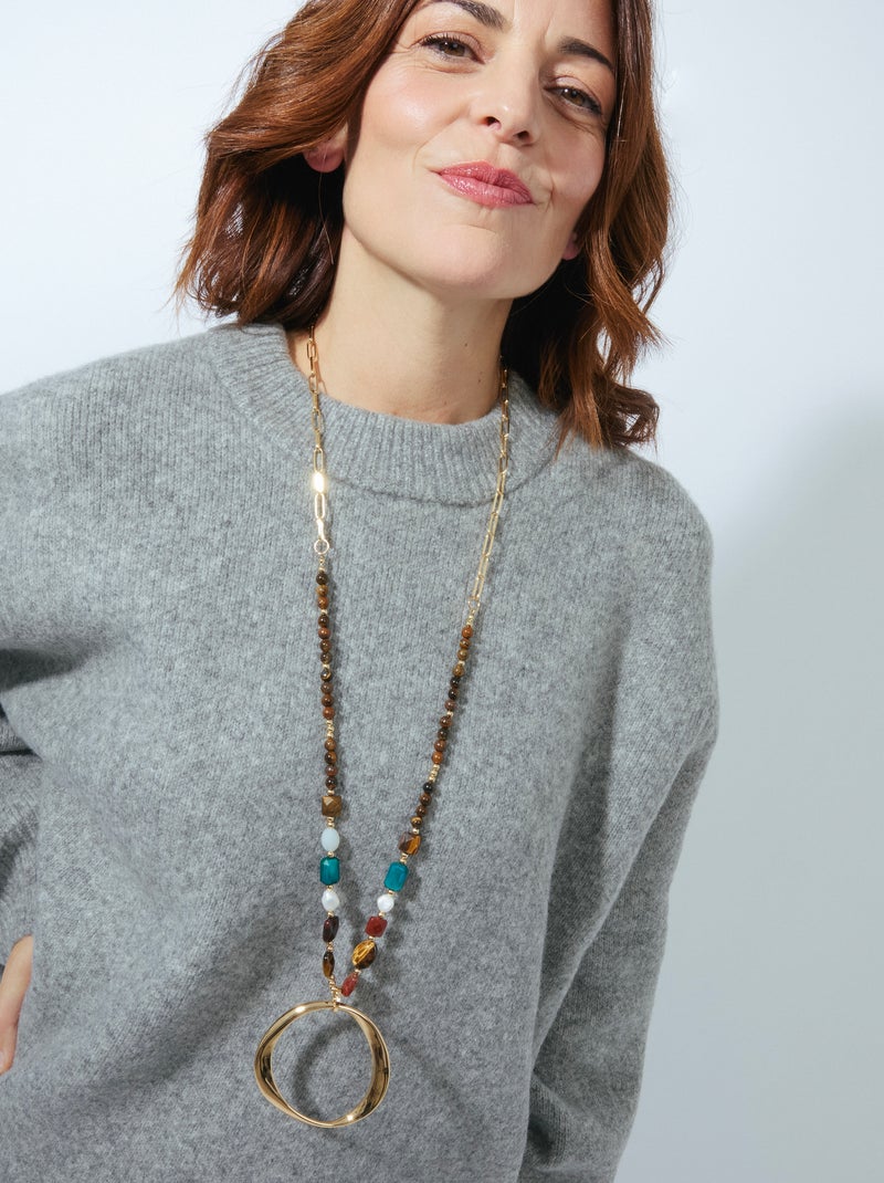 Collier Luxenter en cristal multicolore fini plaqué or jaune 18 carats - Miyou Multicolore - Kiabi