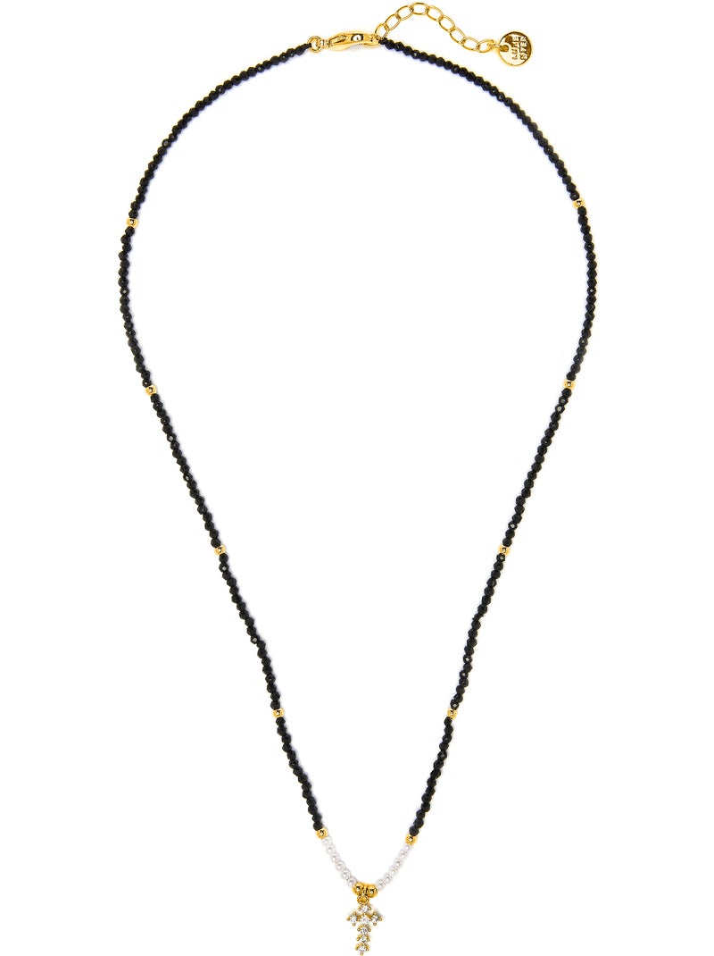 Collier Luxenter en cristal noir avec finition en or jaune 18 carats - Nyali Noir Noir - Kiabi