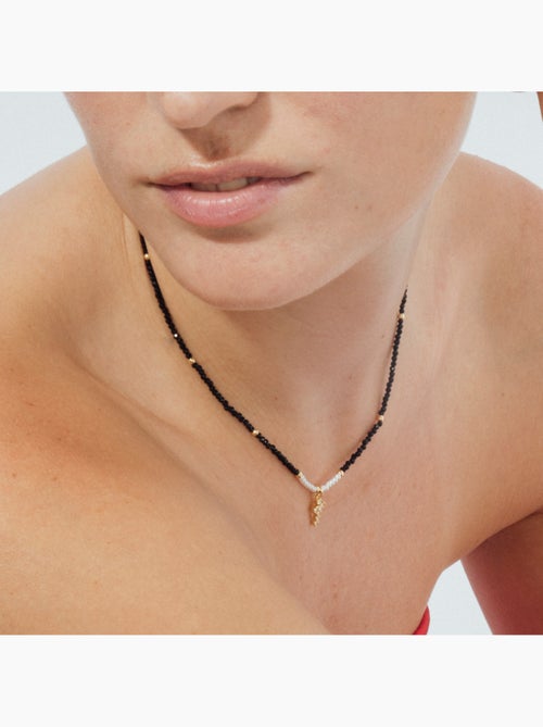 Collier Luxenter en cristal noir avec finition en or jaune 18 carats - Nyali - Kiabi Collier Luxenter en cristal noir avec finition en or jaune 18 carats - Nyali - Kiabi