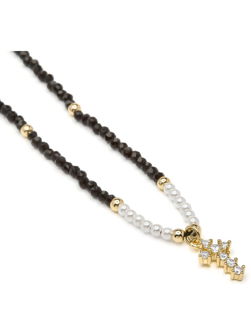 Collier Luxenter en cristal noir, finition or jaune 18k - Nyali Noir - Kiabi
