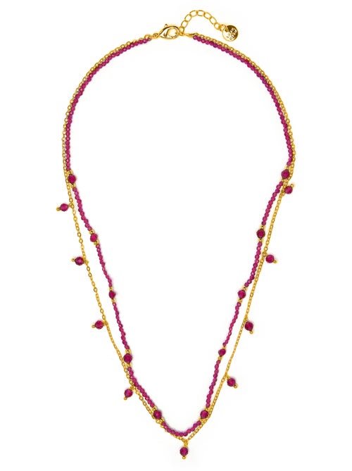 Collier Luxenter en cristal rose, finition or jaune 18k - Aira - Kiabi
