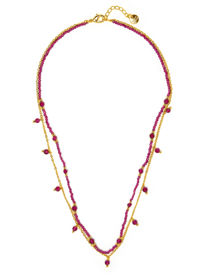 Collier Luxenter en cristal rose, finition or jaune 18k - Aira Rose - Kiabi