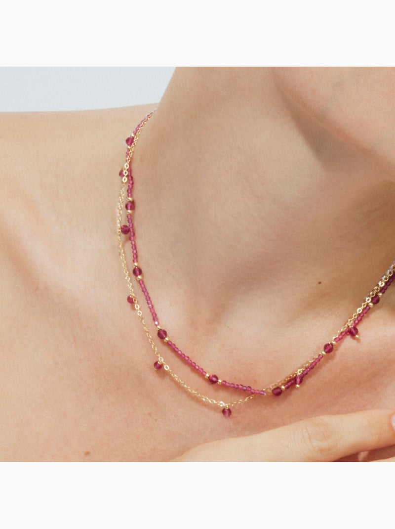 Collier Luxenter en cristal rose, finition or jaune 18k - Aira Rose - Kiabi