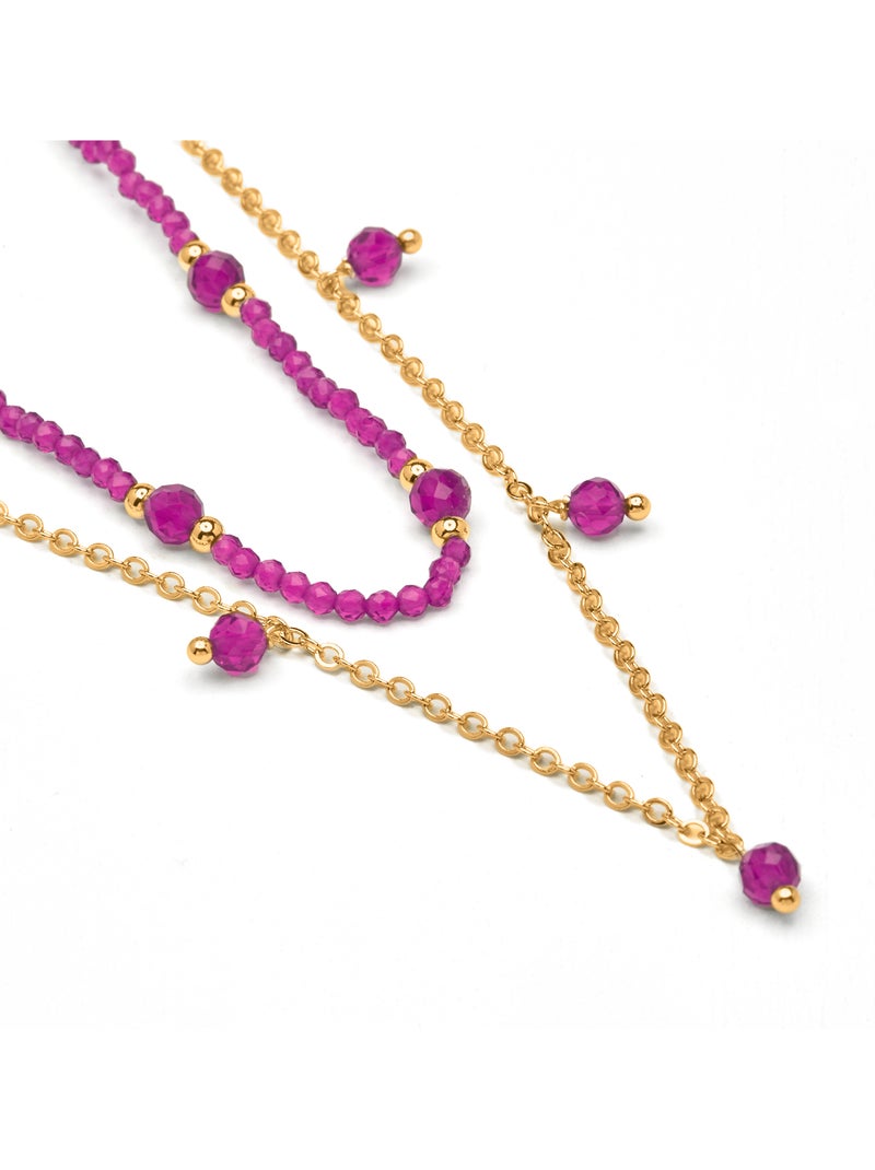 Collier Luxenter en cristal rose, finition or jaune 18k - Aira Rose - Kiabi
