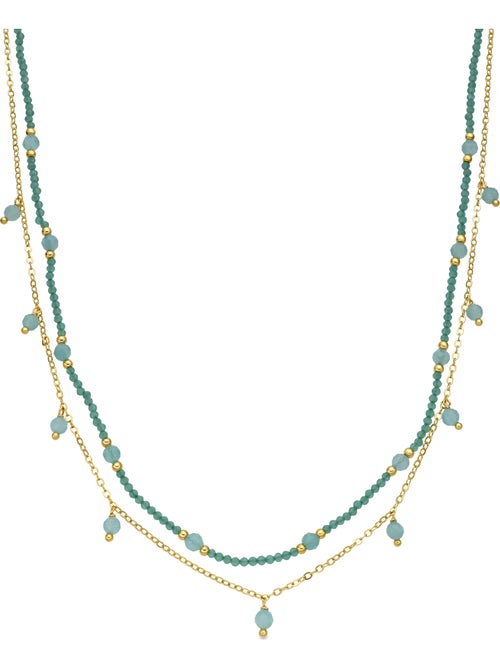 Collier Luxenter en cristal vert, finition or jaune 18k - Aira - Kiabi