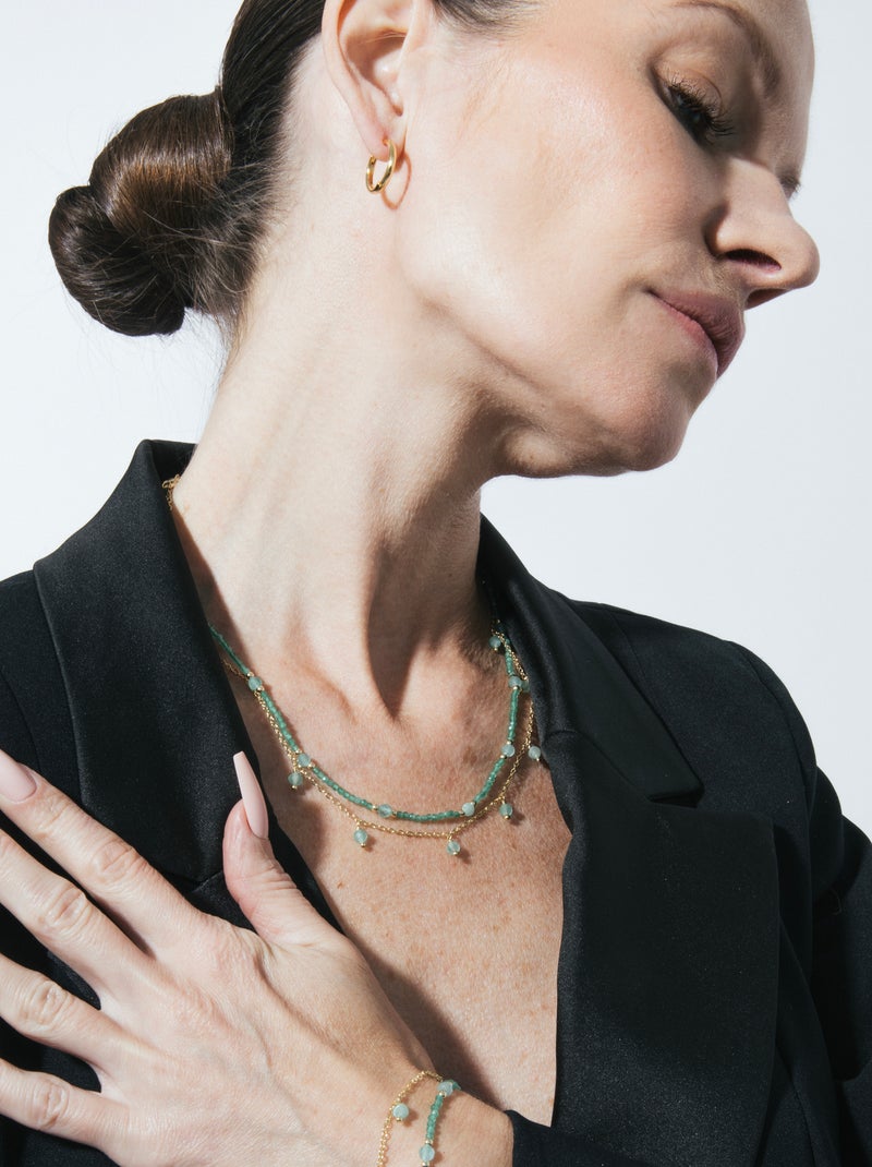 Collier Luxenter en cristal vert, finition or jaune 18k - Aira Vert - Kiabi