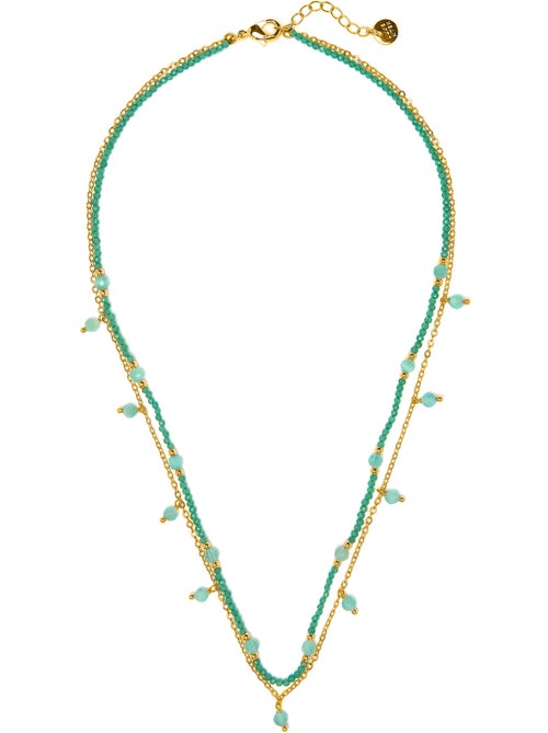 Collier Luxenter en cristal vert, finition or jaune 18k - Aira - Kiabi