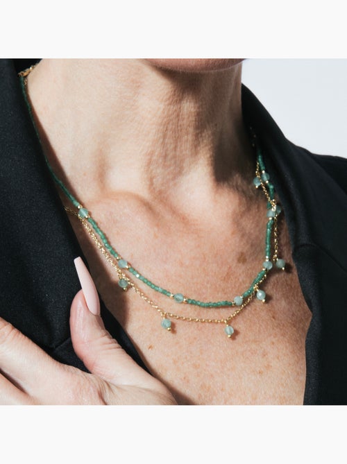 Collier Luxenter en cristal vert, finition or jaune 18k - Aira - Kiabi