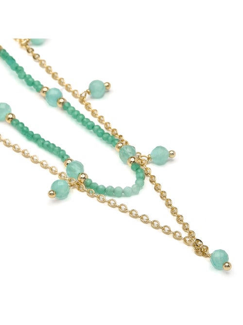 Collier Luxenter en cristal vert, finition or jaune 18k - Aira - Kiabi