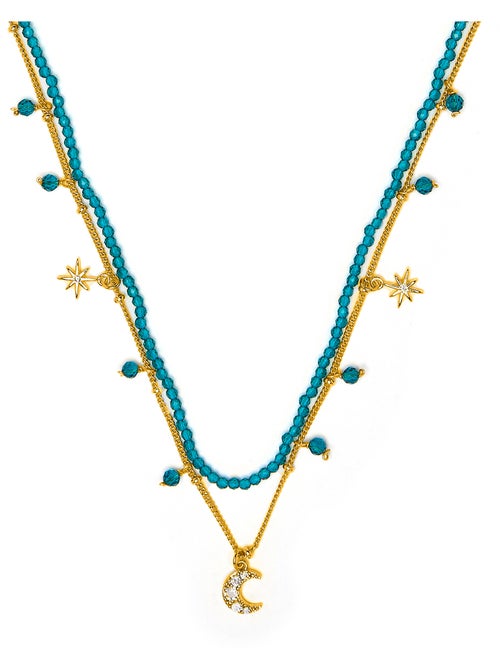 Collier Luxenter en cristal vert, finition or jaune 18k - Ayora - Kiabi