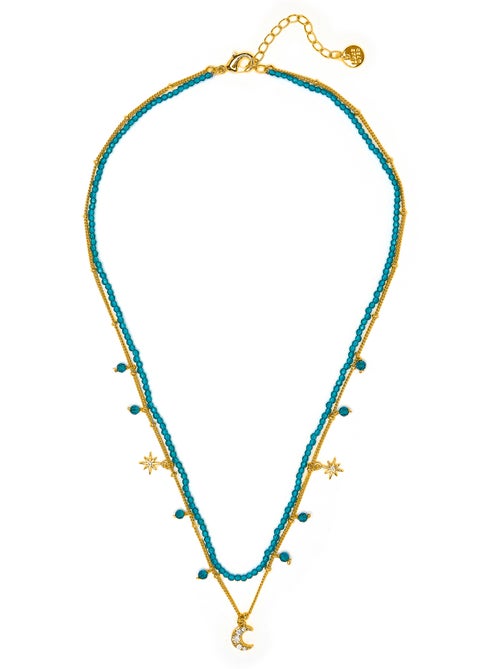 Collier Luxenter en cristal vert, finition or jaune 18k - Ayora - Kiabi