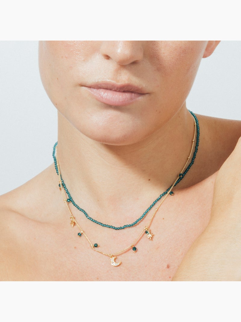 Collier Luxenter en cristal vert, finition or jaune 18k - Ayora Vert - Kiabi