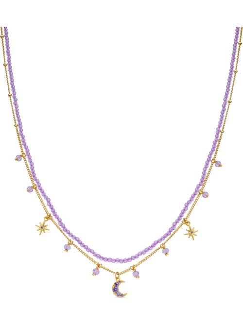 Collier Luxenter en cristal violet, finition or jaune 18k - Ayora - Kiabi