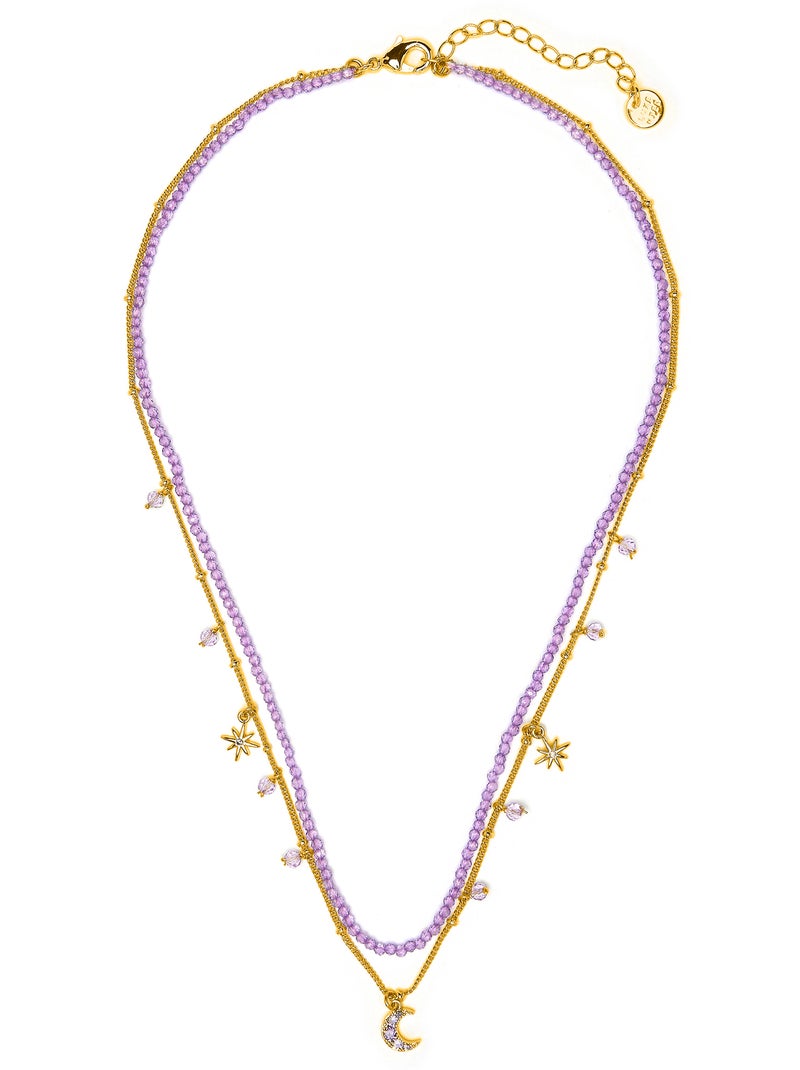 Collier Luxenter en cristal violet, finition or jaune 18k - Ayora Violet - Kiabi