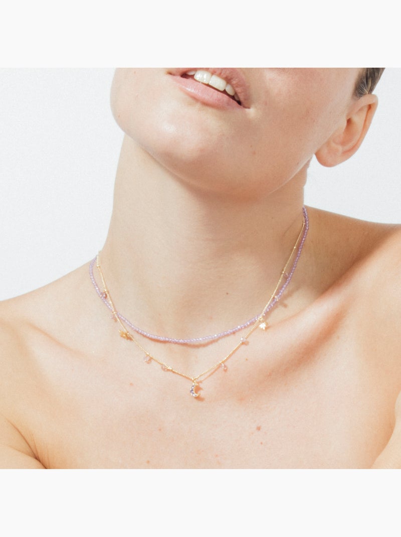 Collier Luxenter en cristal violet, finition or jaune 18k - Ayora Violet - Kiabi