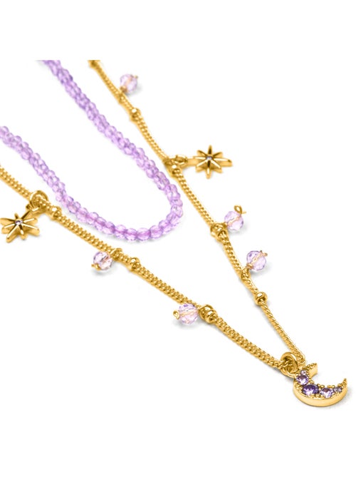 Collier Luxenter en cristal violet, finition or jaune 18k - Ayora - Kiabi
