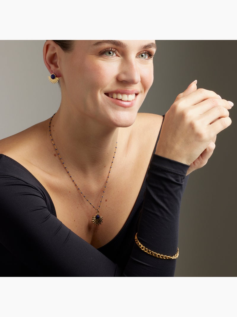 Collier Luxenter en lapis-lazuli naturel, finition or jaune 18 carats - Viwing Bleu - Kiabi