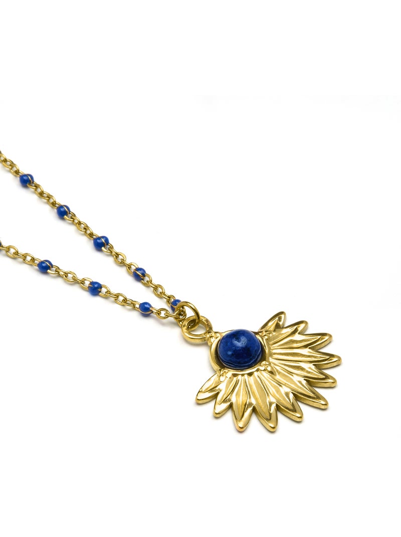 Collier Luxenter en lapis-lazuli naturel, finition or jaune 18 carats - Viwing Bleu - Kiabi