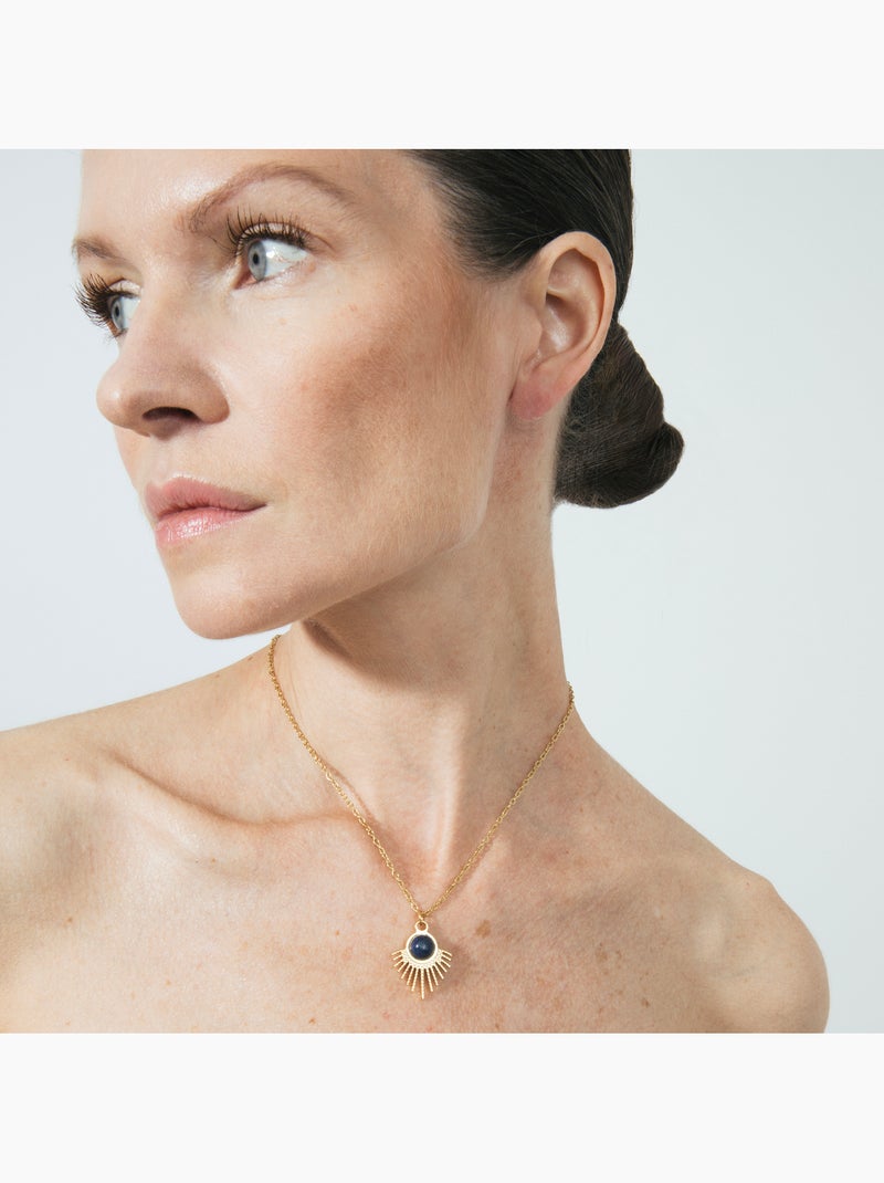 Collier Luxenter en lapis-lazuli naturel, finition or jaune 18k - Ankyo Bleu - Kiabi