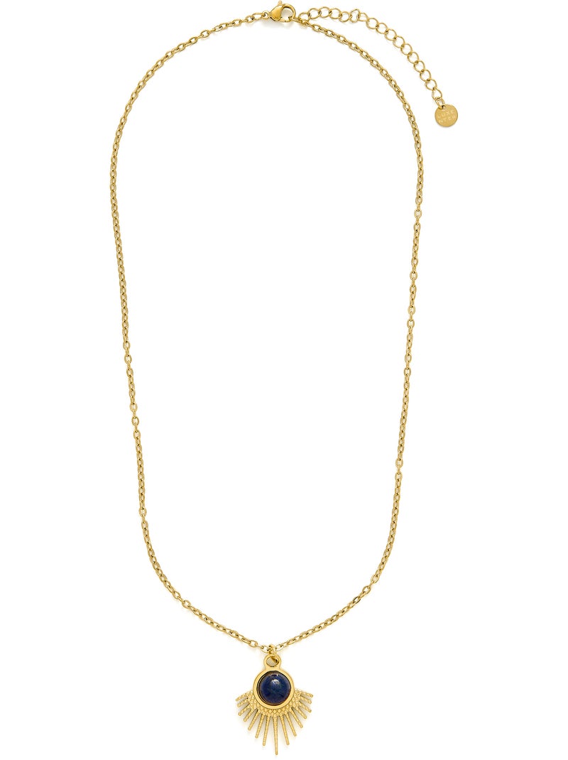 Collier Luxenter en lapis-lazuli naturel, finition or jaune 18k - Ankyo Bleu - Kiabi