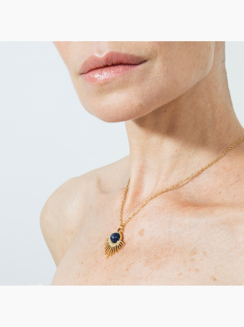 Collier Luxenter en lapis-lazuli naturel, finition or jaune 18k - Ankyo Bleu - Kiabi