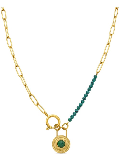 Collier Luxenter en malachite avec finition en or jaune 18 carats - Mossir - Kiabi Collier Luxenter en malachite avec finition en or jaune 18 carats - Mossir - Kiabi