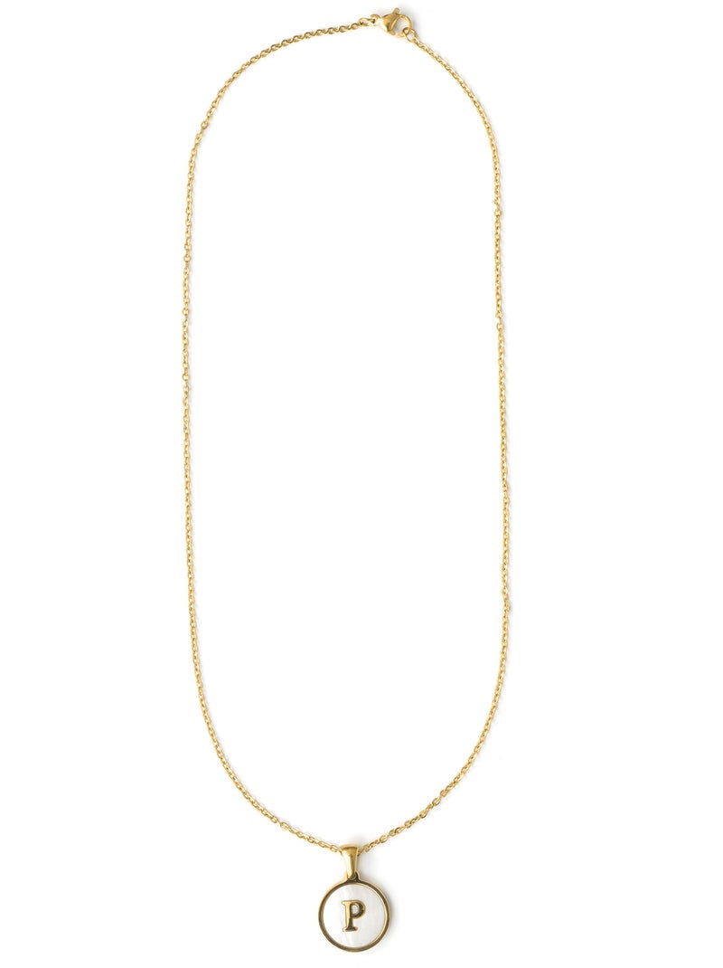Collier Luxenter en nacre blanche et plaqué or 18k - Alphabet Argent - Kiabi