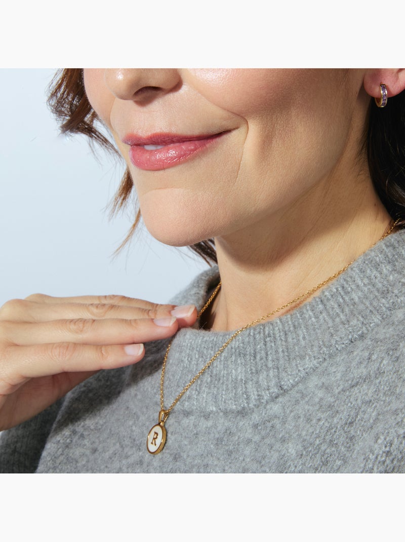Collier Luxenter en nacre blanche et plaqué or 18k - Alphabet Argent - Kiabi