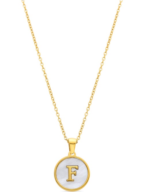 Collier Luxenter en nacre blanche et plaqué or 18k - Alphabet - Kiabi