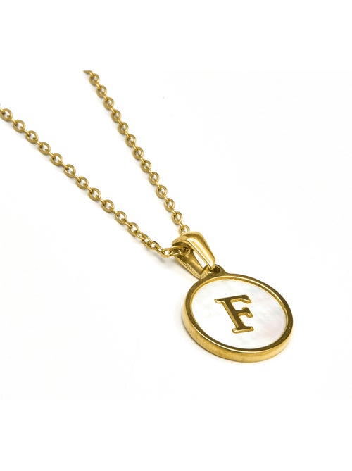 Collier Luxenter en nacre blanche et plaqué or 18k - Alphabet - Kiabi