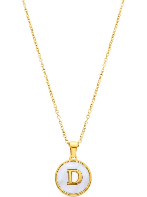 Collier Luxenter en nacre blanche et plaqué or 18k - Alphabet - Kiabi