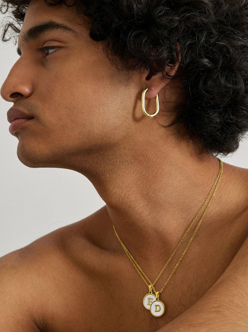 Collier Luxenter en nacre blanche et plaqué or 18k - Alphabet - Kiabi