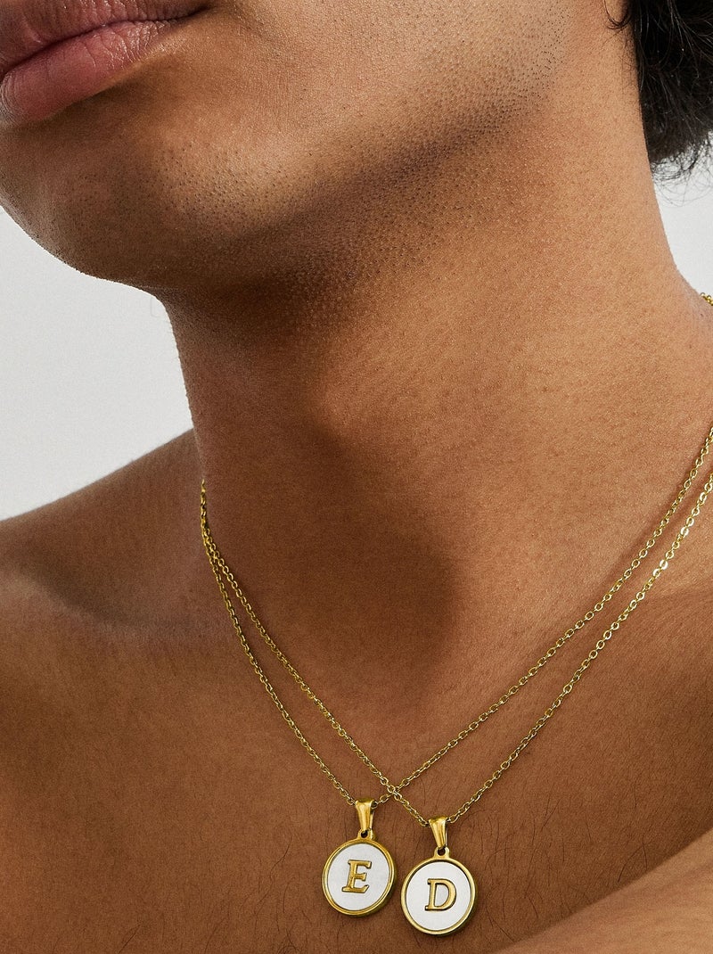 Collier Luxenter en nacre blanche et plaqué or 18k - Alphabet Blanc - Kiabi